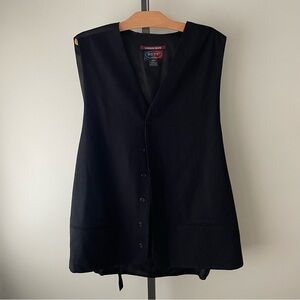 Vintage Wool Cashmere Button Down Long Longline Vest Black Plus Size Mens 2XT